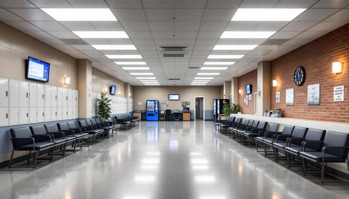 Visitation facilities and waiting area at J H Lilley Correctional Center