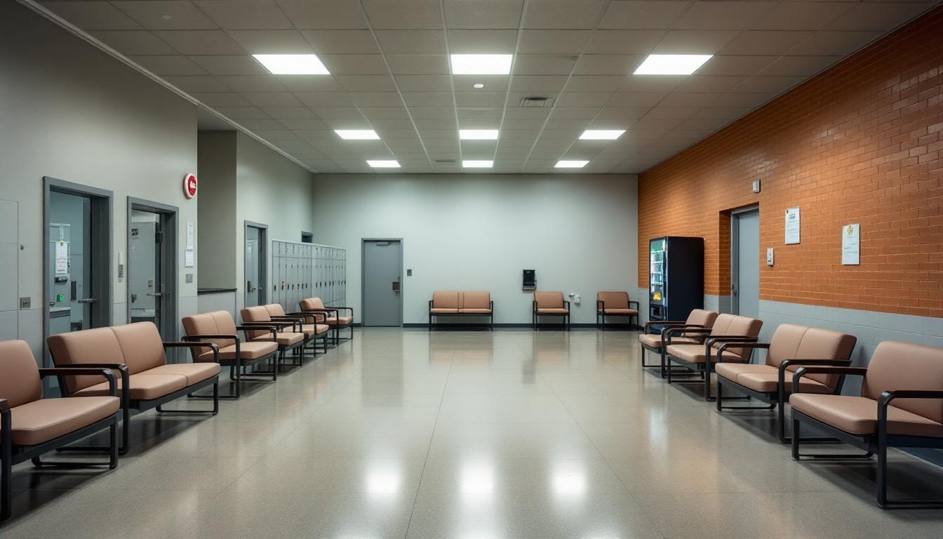 Visitation facilities and waiting area at Garvin County Sheriff's Office