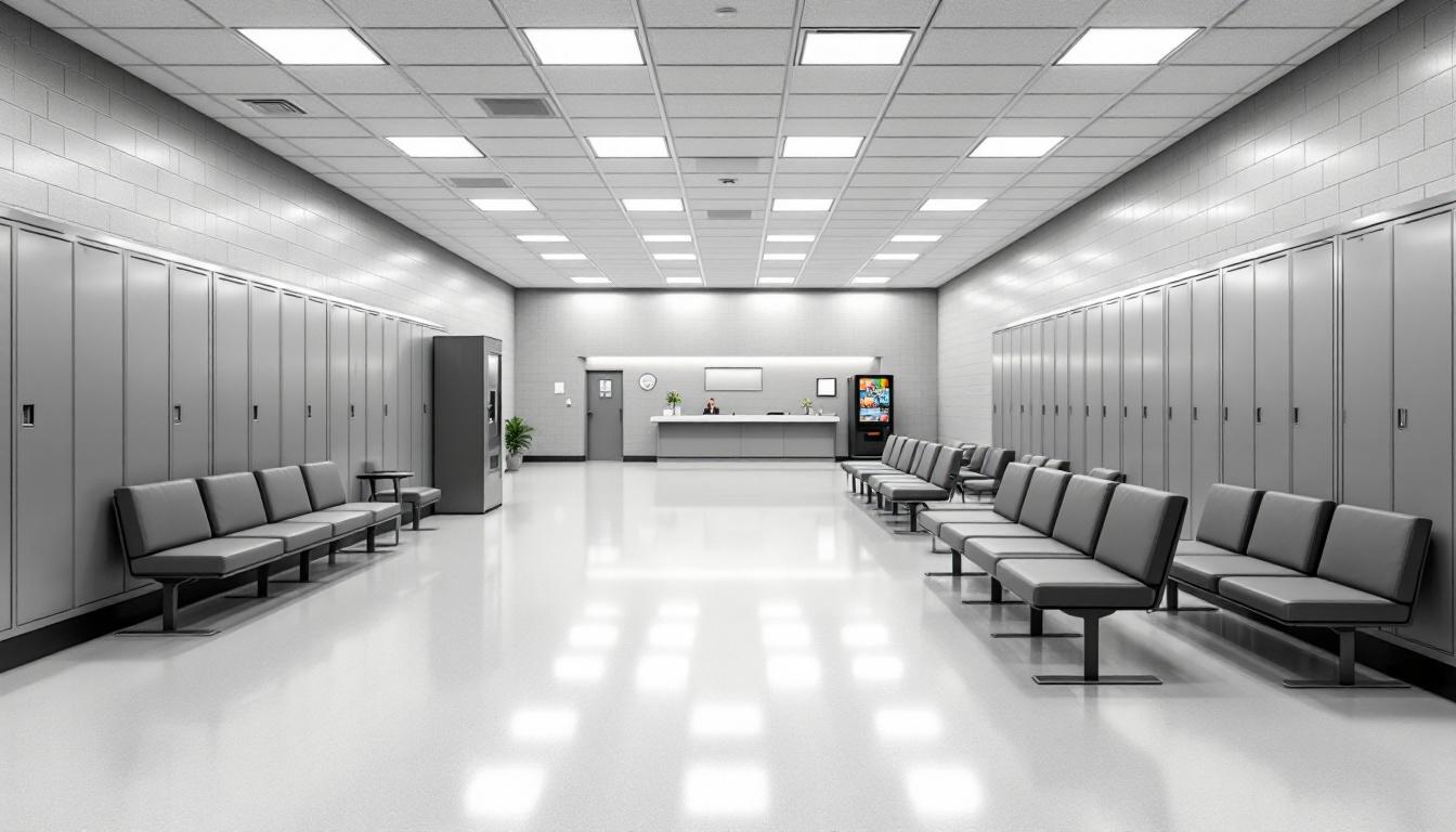 Visitation facilities and waiting area at CoreCivic Cimarron Correctional Facility
