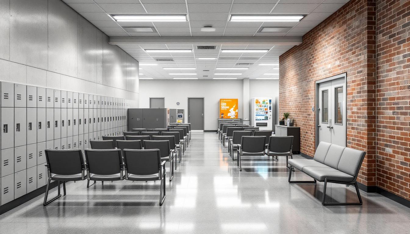 Visitation facilities and waiting area at Bayside State Prison
