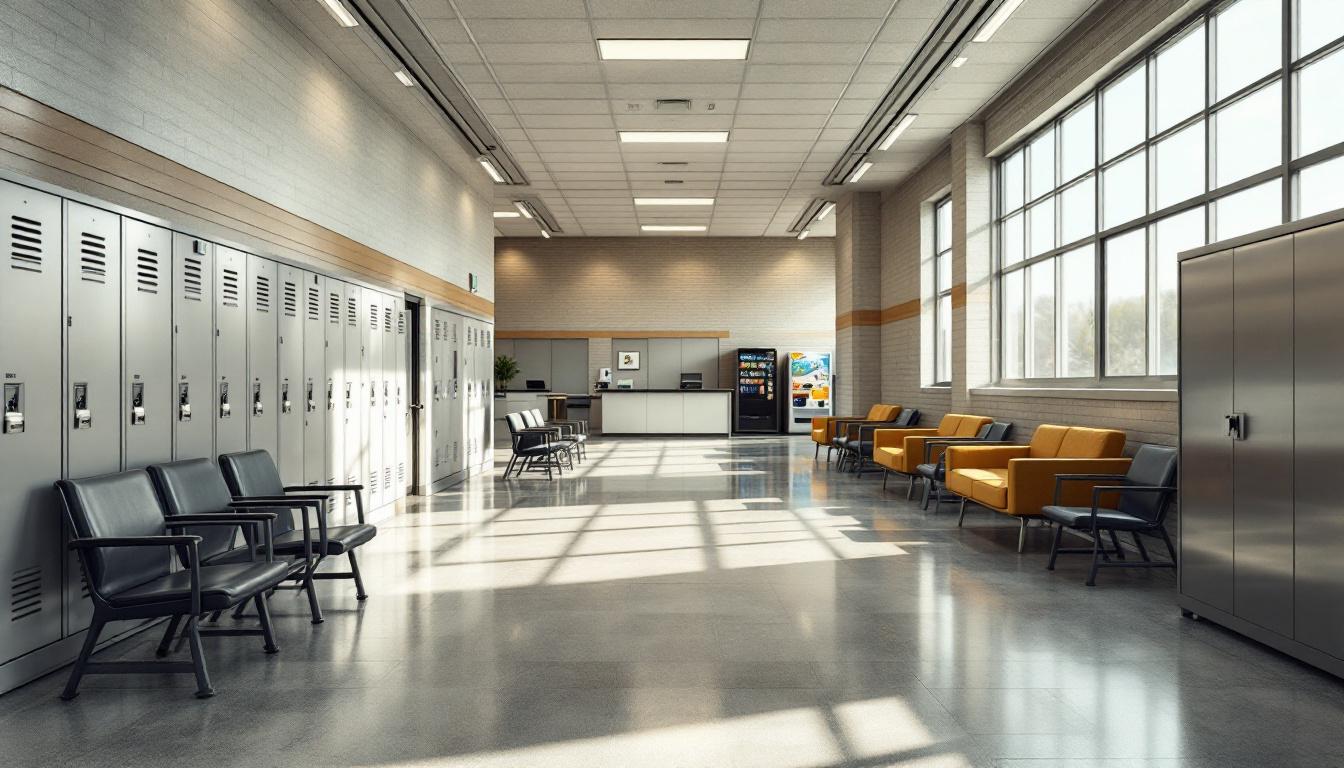 Visitation area at South Woods State Prison