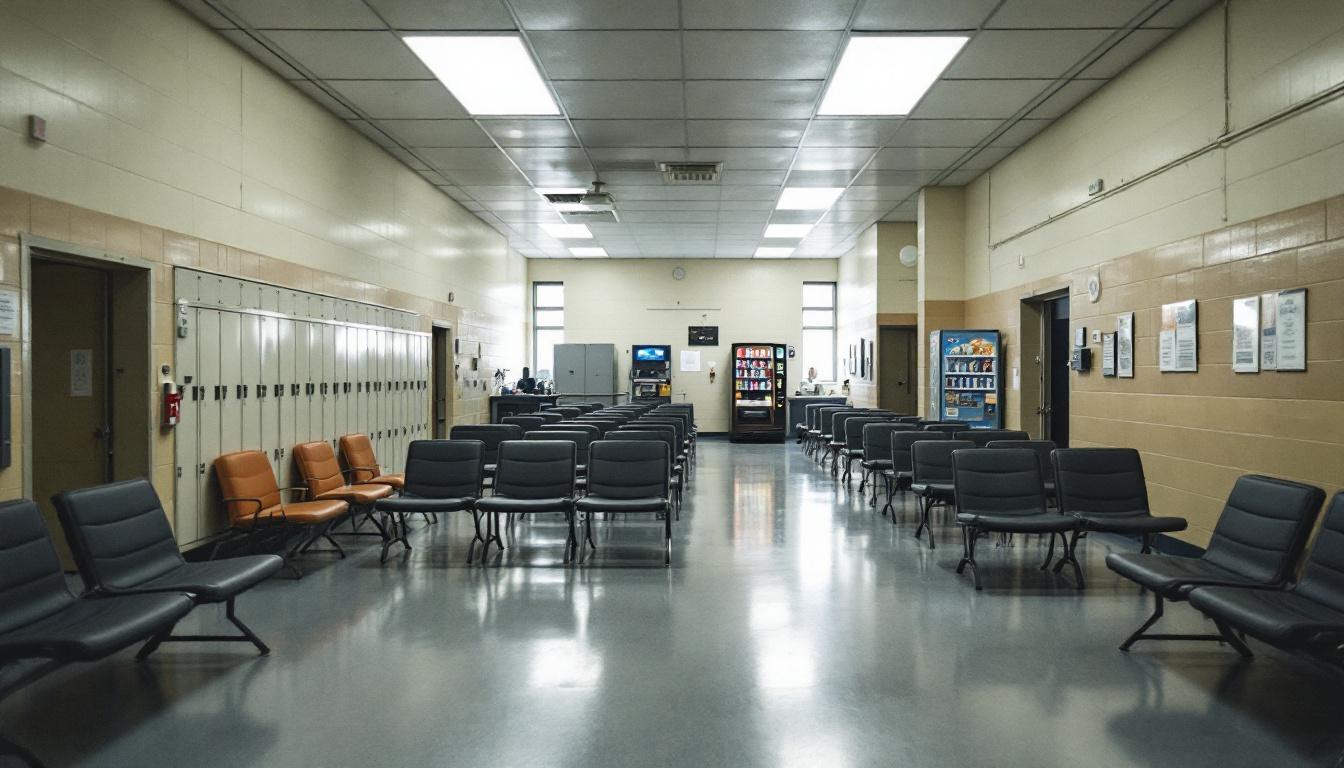 Visitation facilities and waiting area at Wyoming Medium Correctional Institution