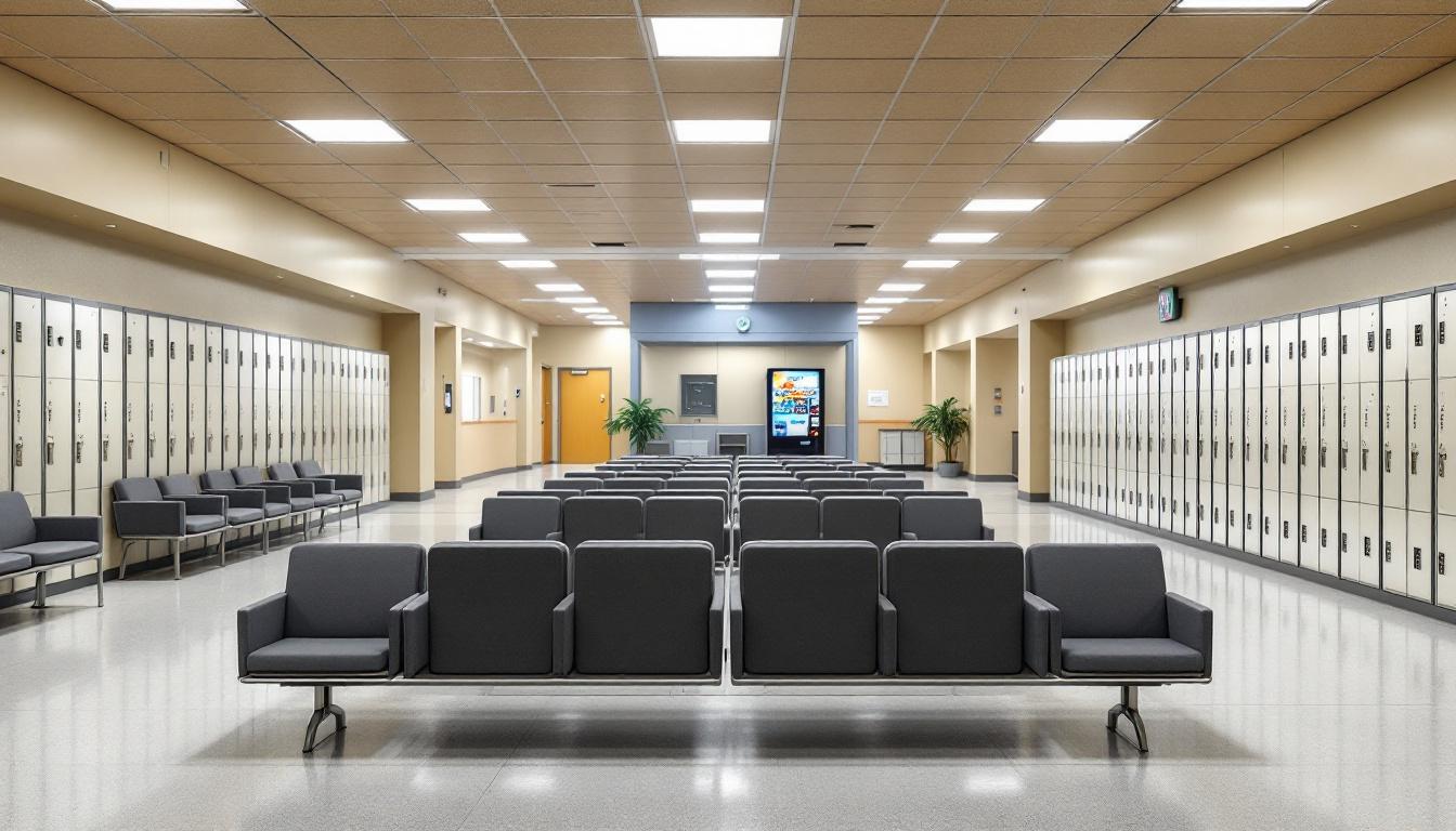 Visitation facilities and waiting area at Goose Creek Correctional Center