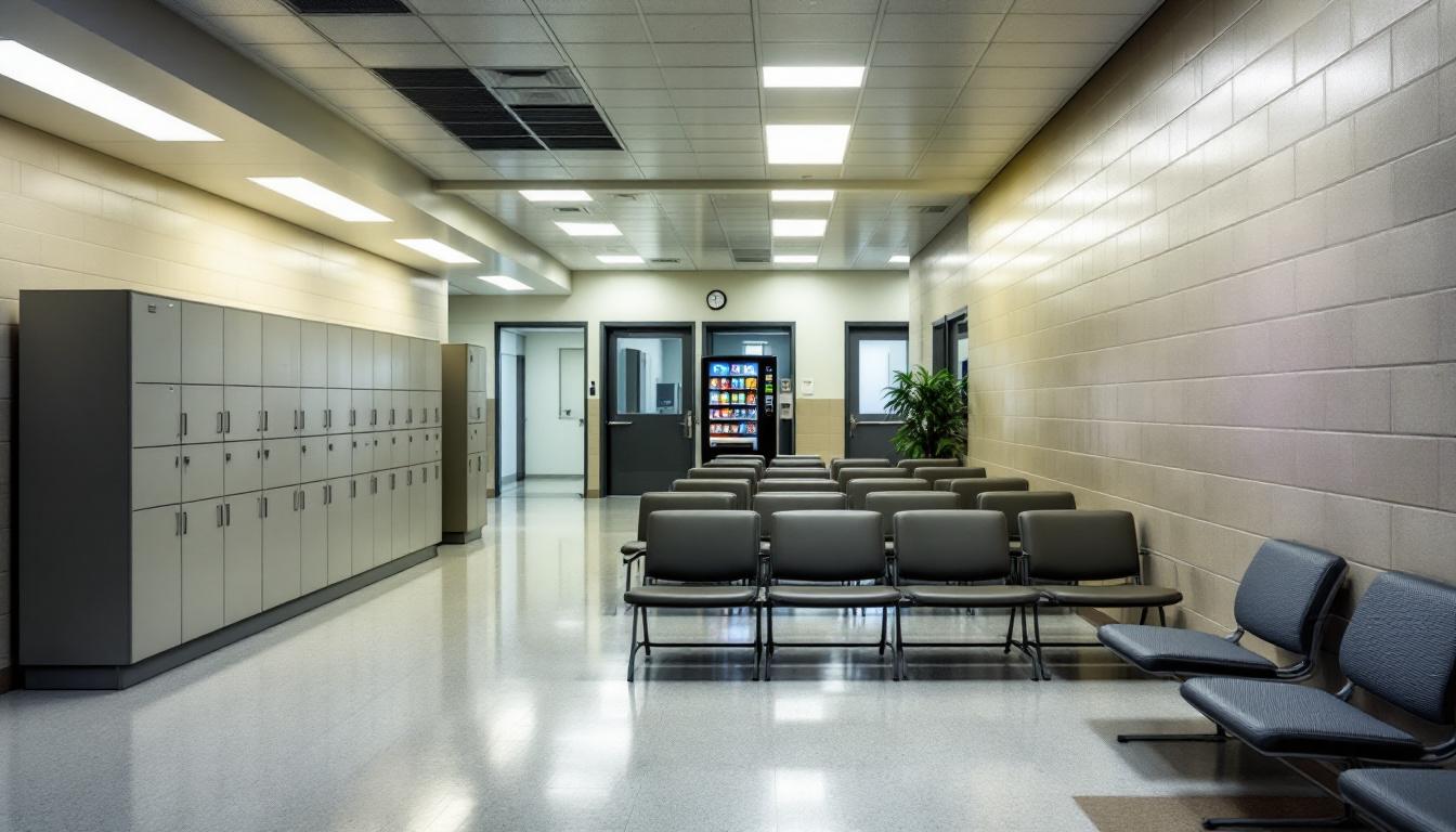 Visitation facilities and waiting area at Bolduc Correctional Facility