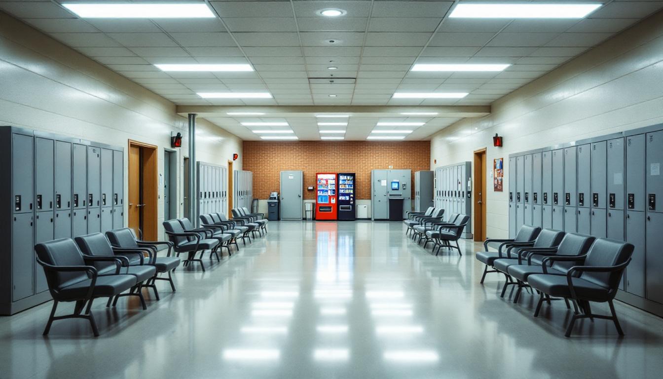 Visitation facilities and waiting area at Rhode Island Department of Corrections Anthony P. Travisono Intake Service Center