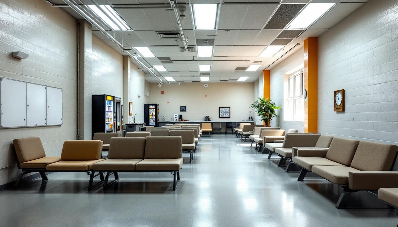 Visitation facilities and waiting area at Southern State Correctional Facility