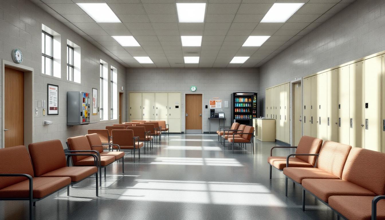 Visitation facilities and waiting area at Curran-Fromhold Correctional Facility
