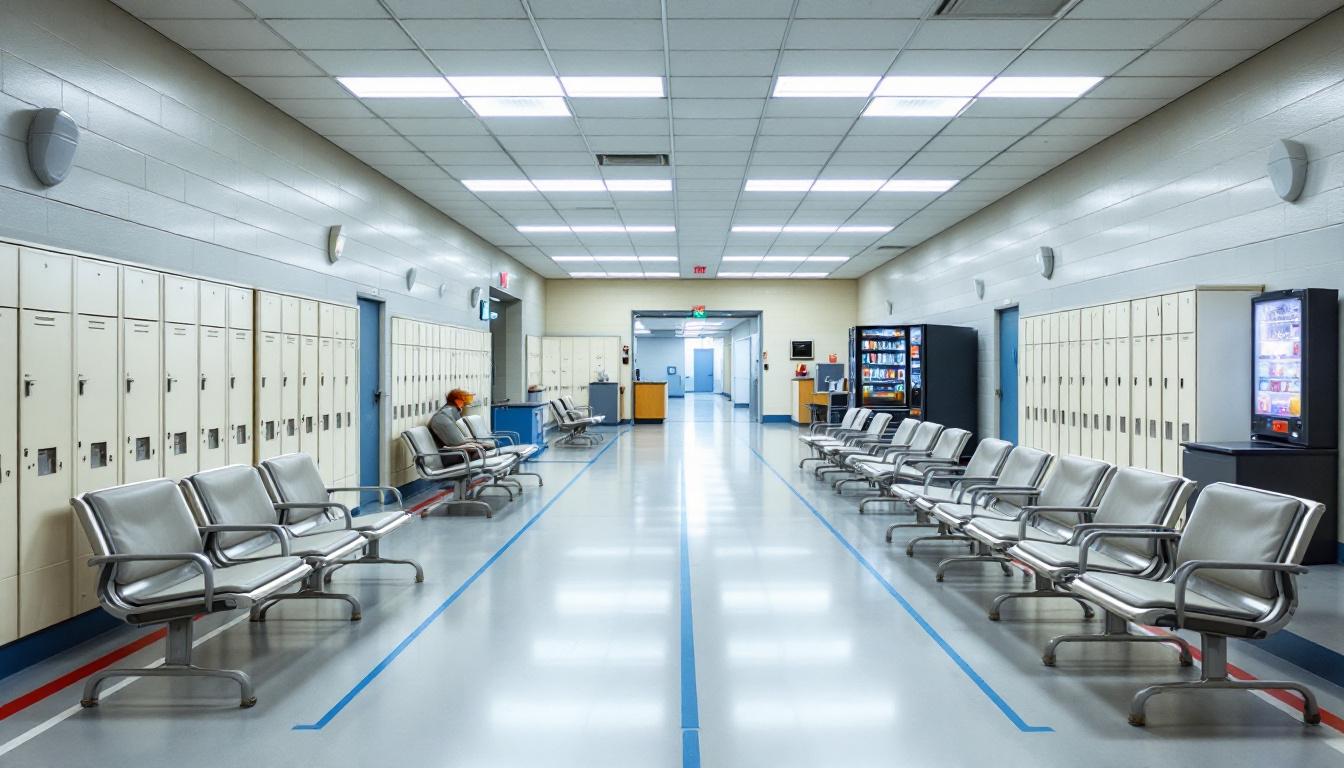 Visitation facilities and waiting area at SCI Rockview
