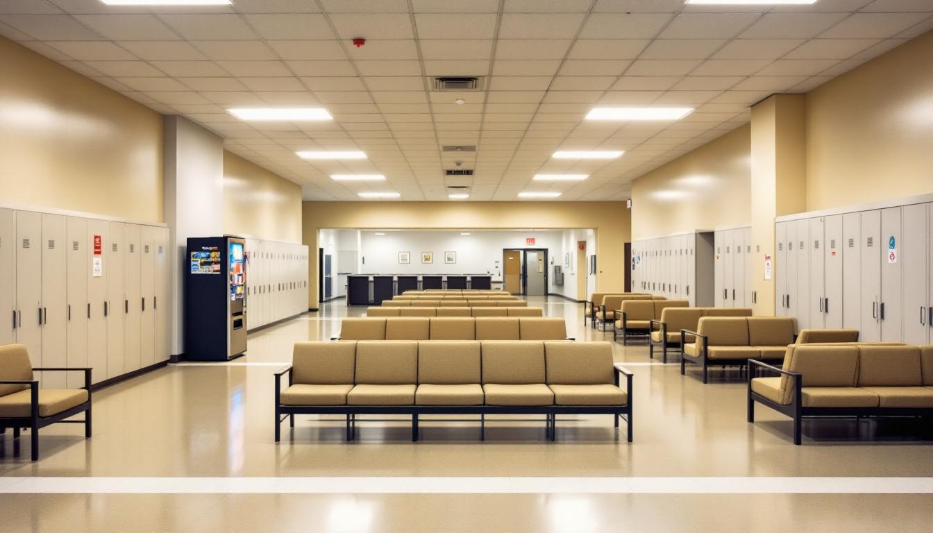 Visitation facilities and waiting area at Curran-Fromhold Correctional Facility
