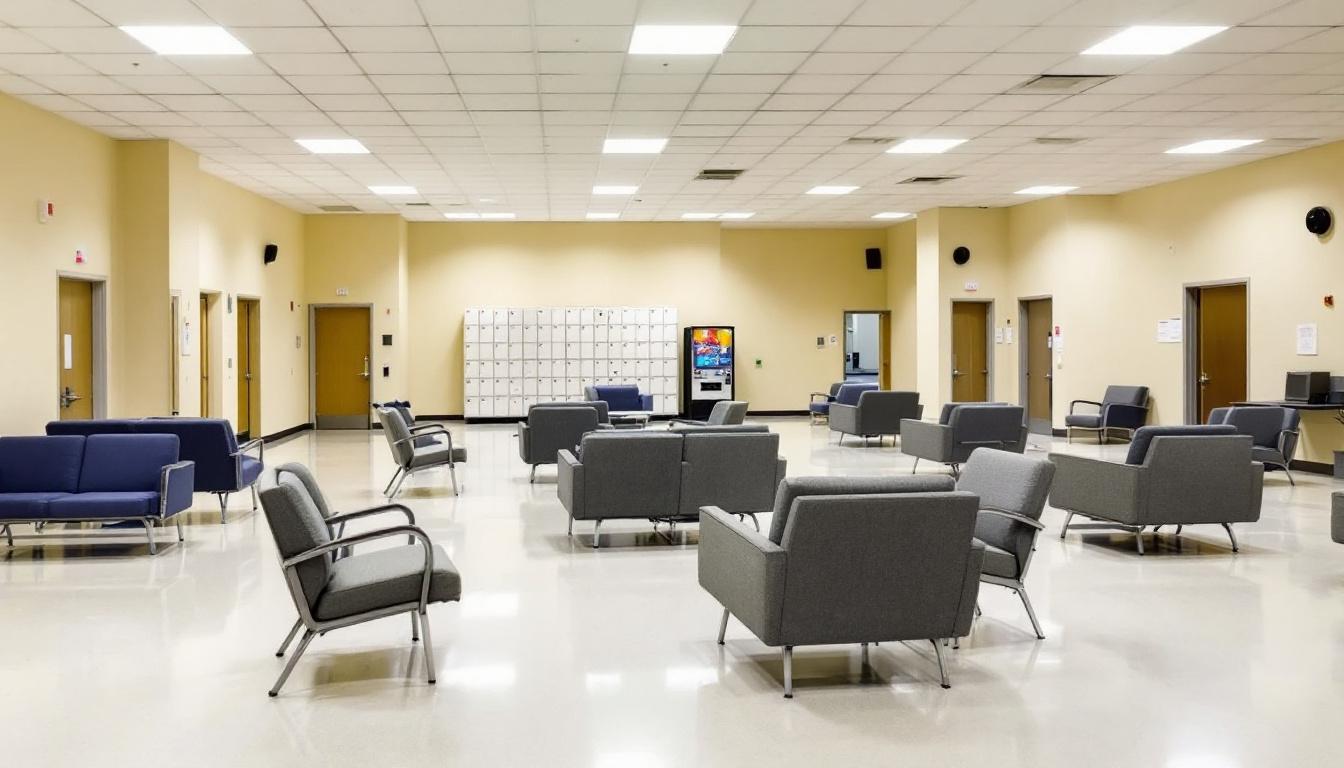 Visitation facilities and waiting area at Curran-Fromhold Correctional Facility