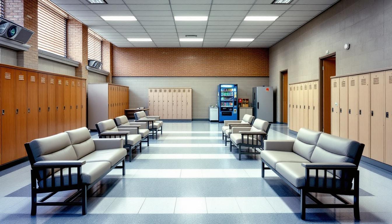 Visitation facilities and waiting area at Curran-Fromhold Correctional Facility