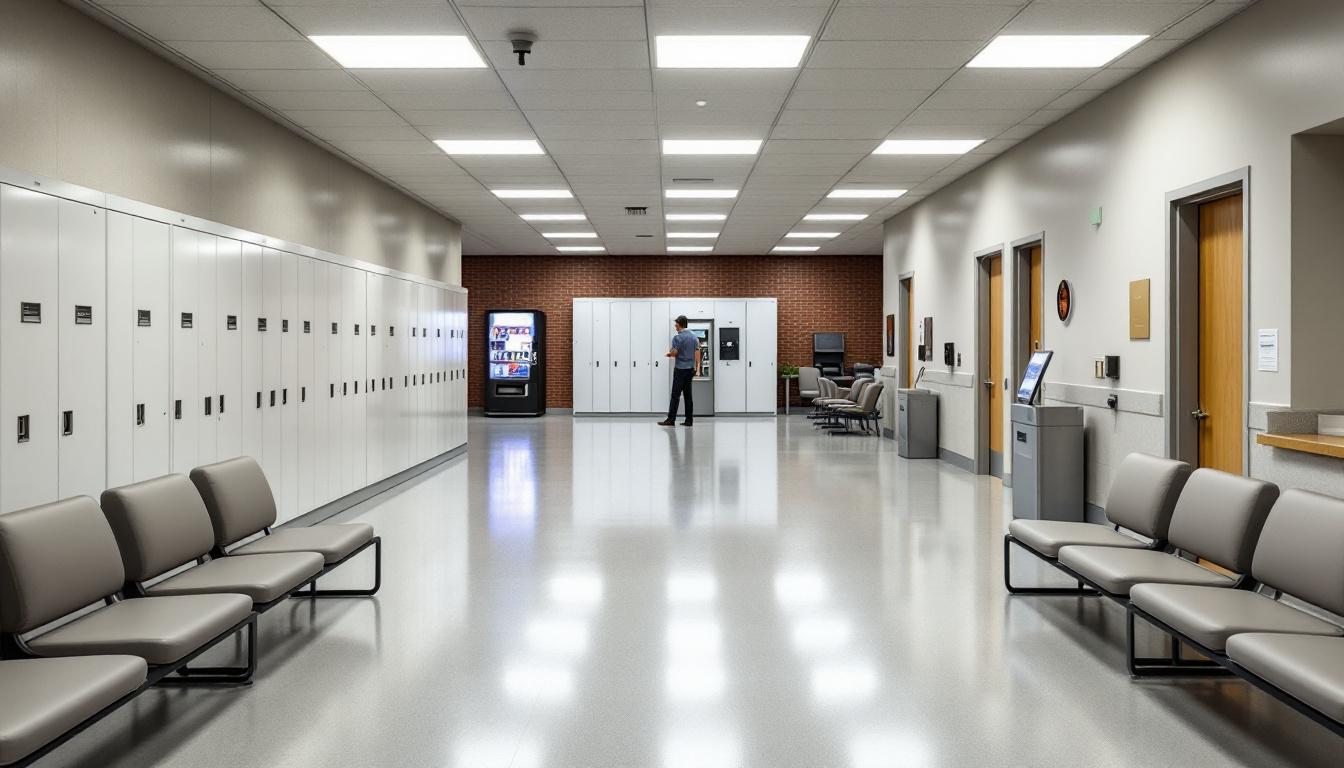 Visitation facilities and waiting area at Curran-Fromhold Correctional Facility