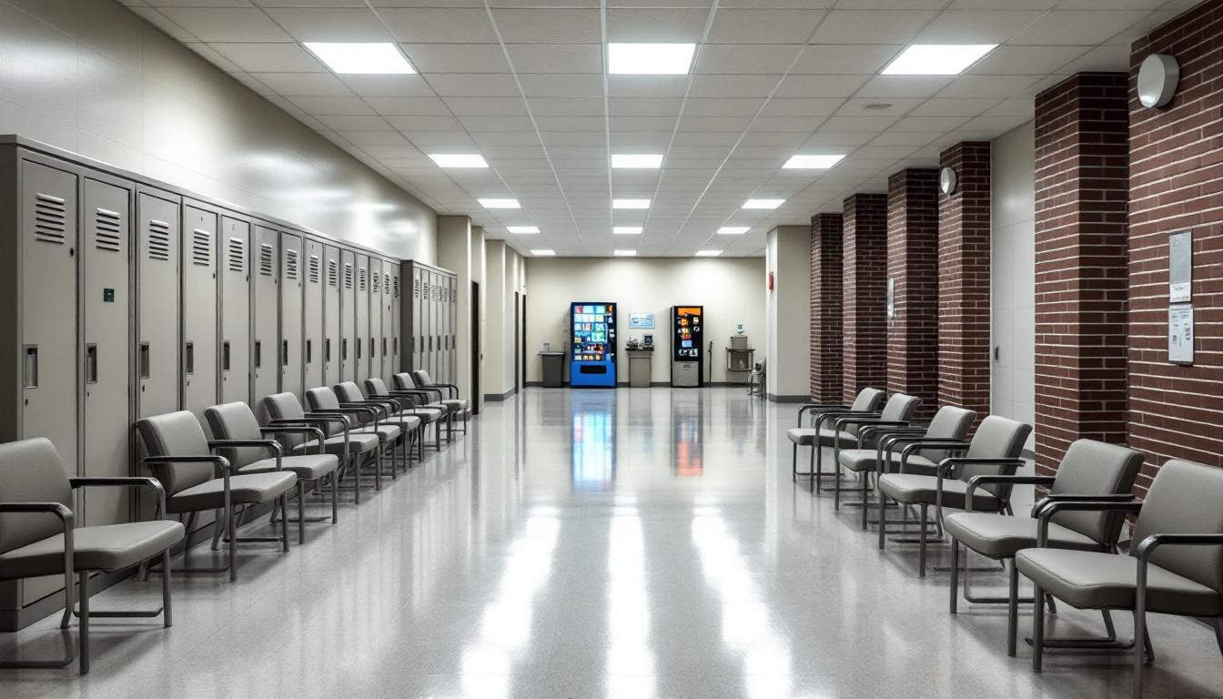 Visitation facilities and waiting area at George W. Hill Correctional Facility