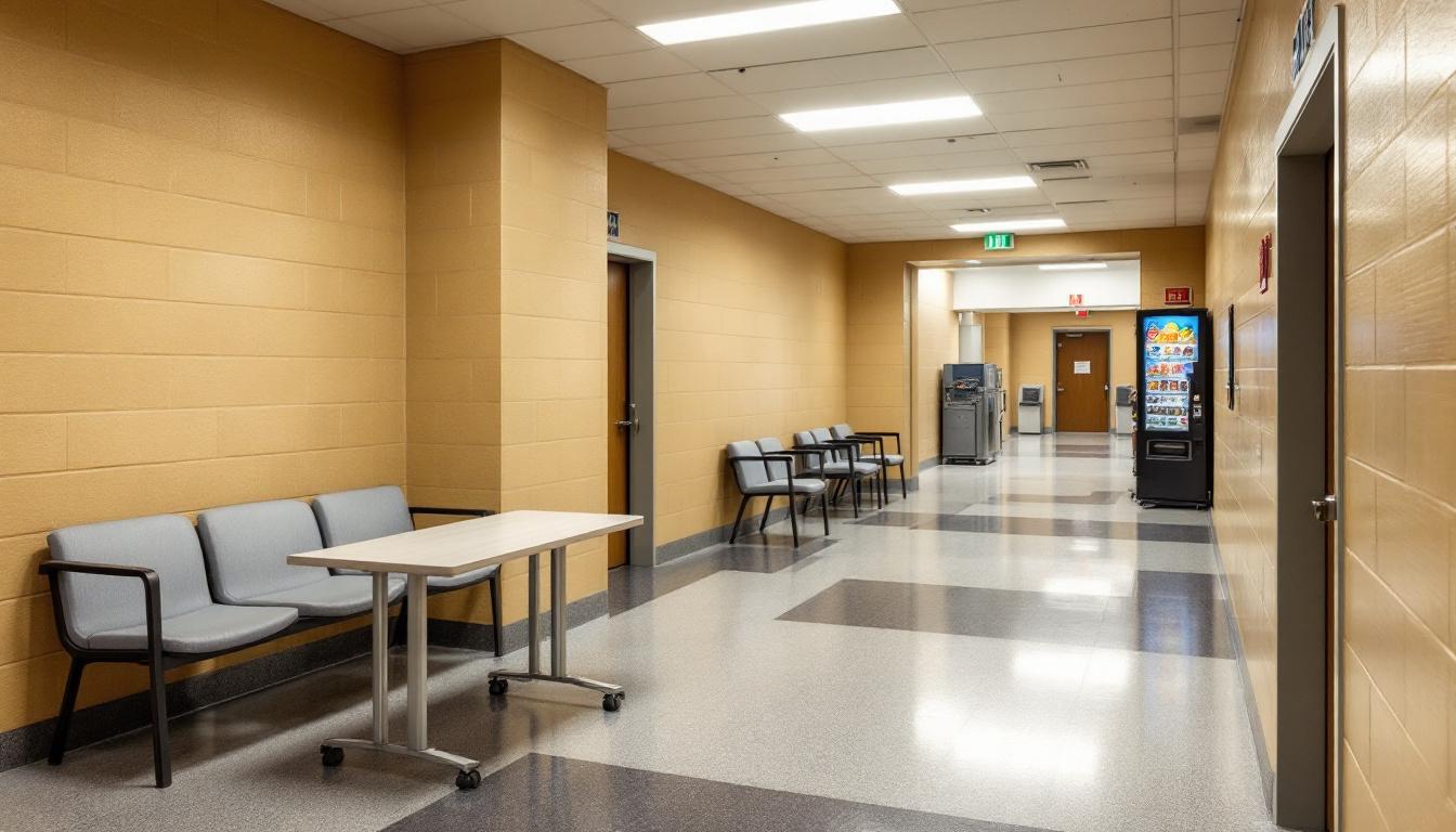 Visitation facilities and waiting area at Lea County Correctional Facility
