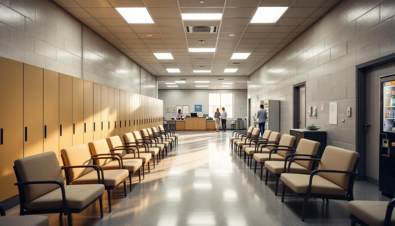Visitation facilities and waiting area at State Correctional Institution - Dallas