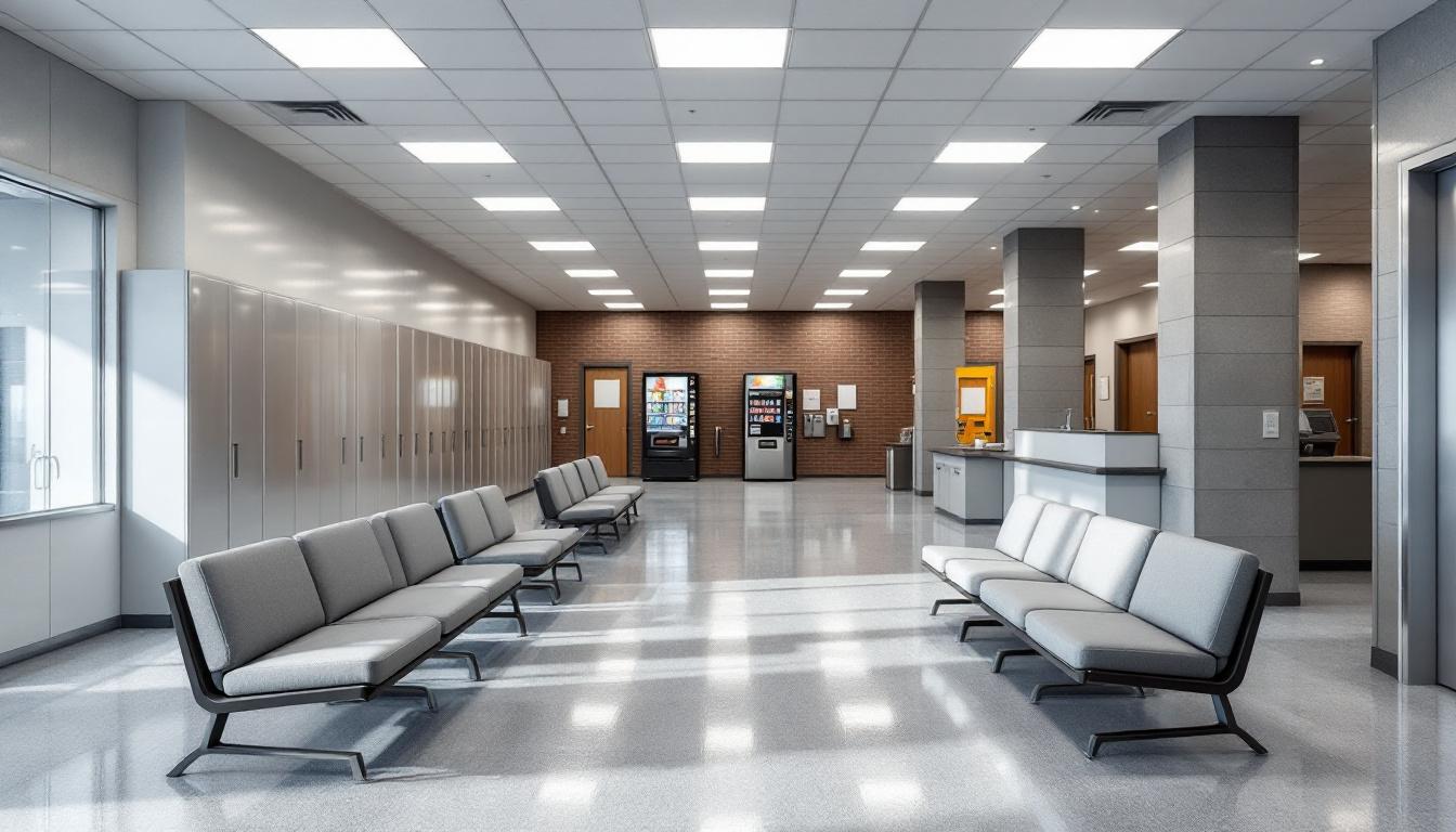 Visitation facilities and waiting area at Adams County Prison