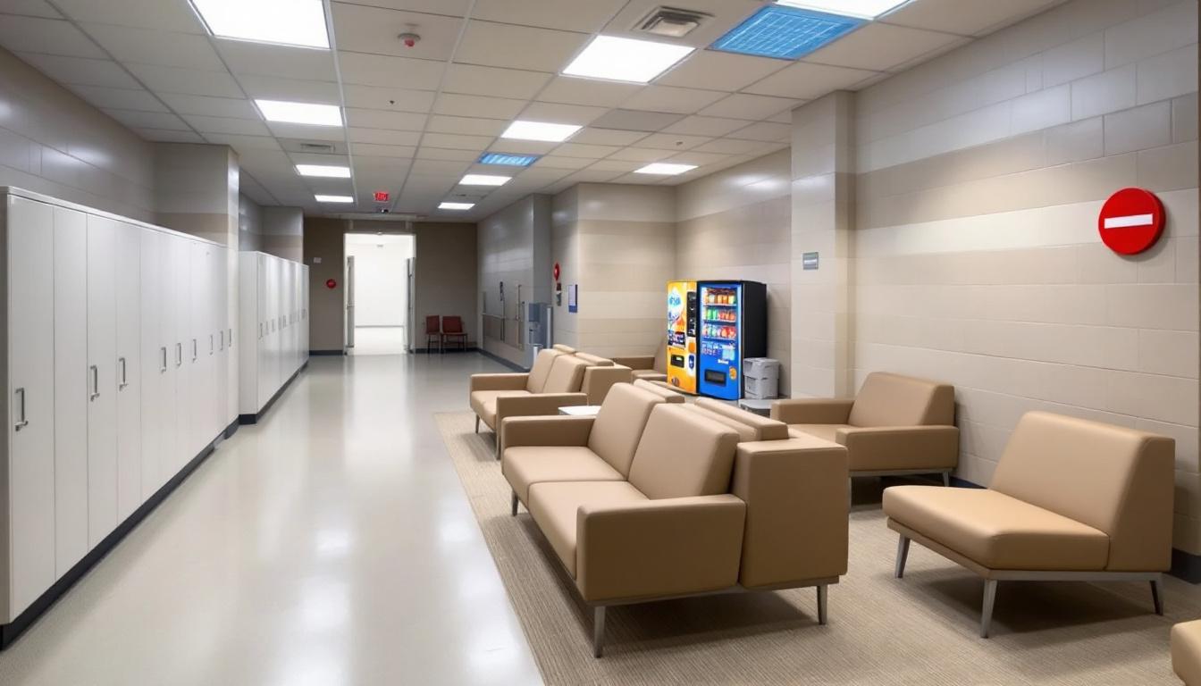 Visitation facilities and waiting area at Philadelphia Industrial Correctional Center