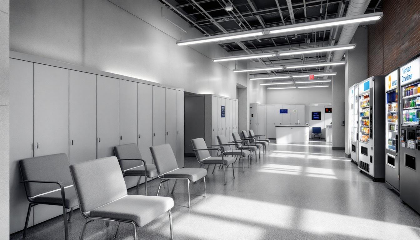 Visitation facilities and waiting area at George W. Hill Correctional Facility