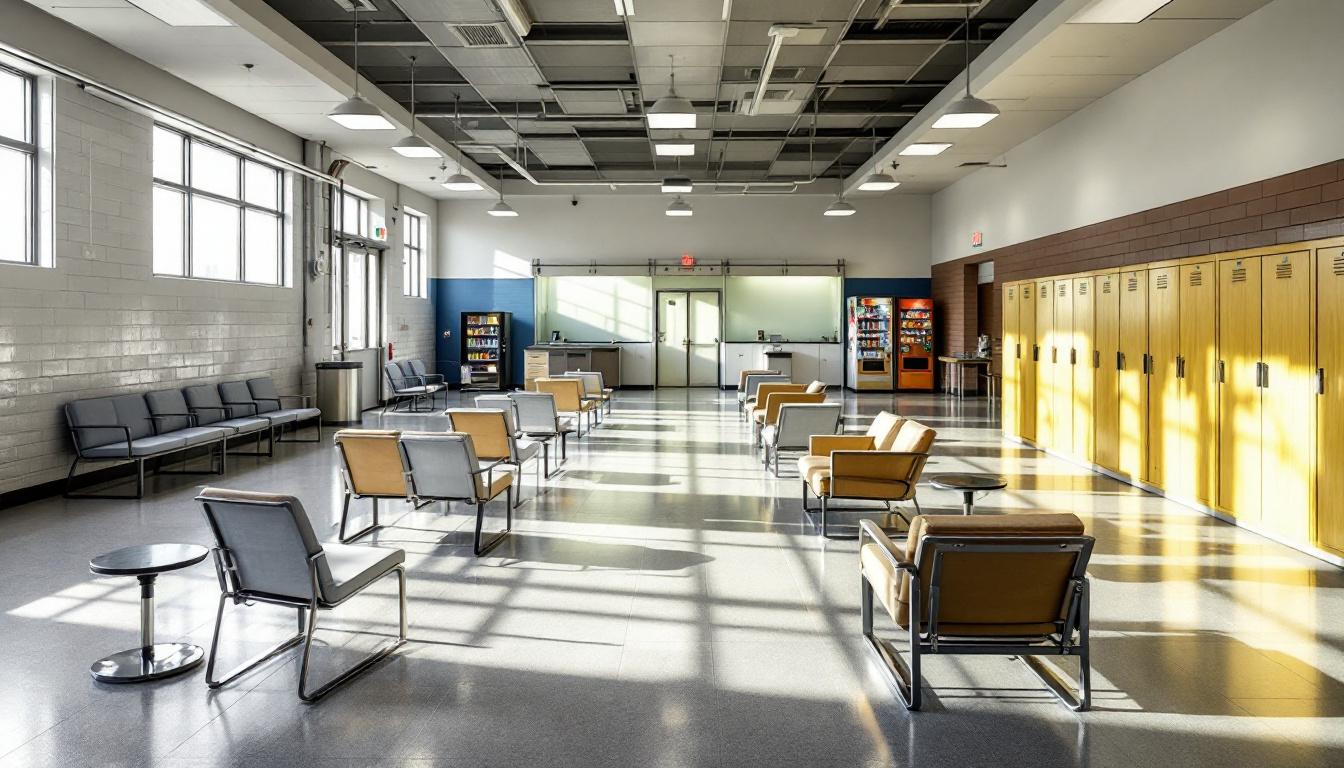Visitation facilities and waiting area at Manhattan Detention Complex