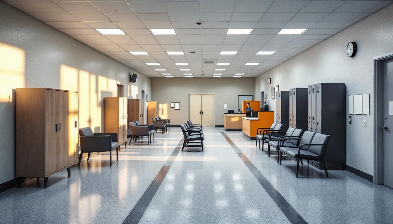 Visitation facilities and waiting area at Orange County Correctional Facility