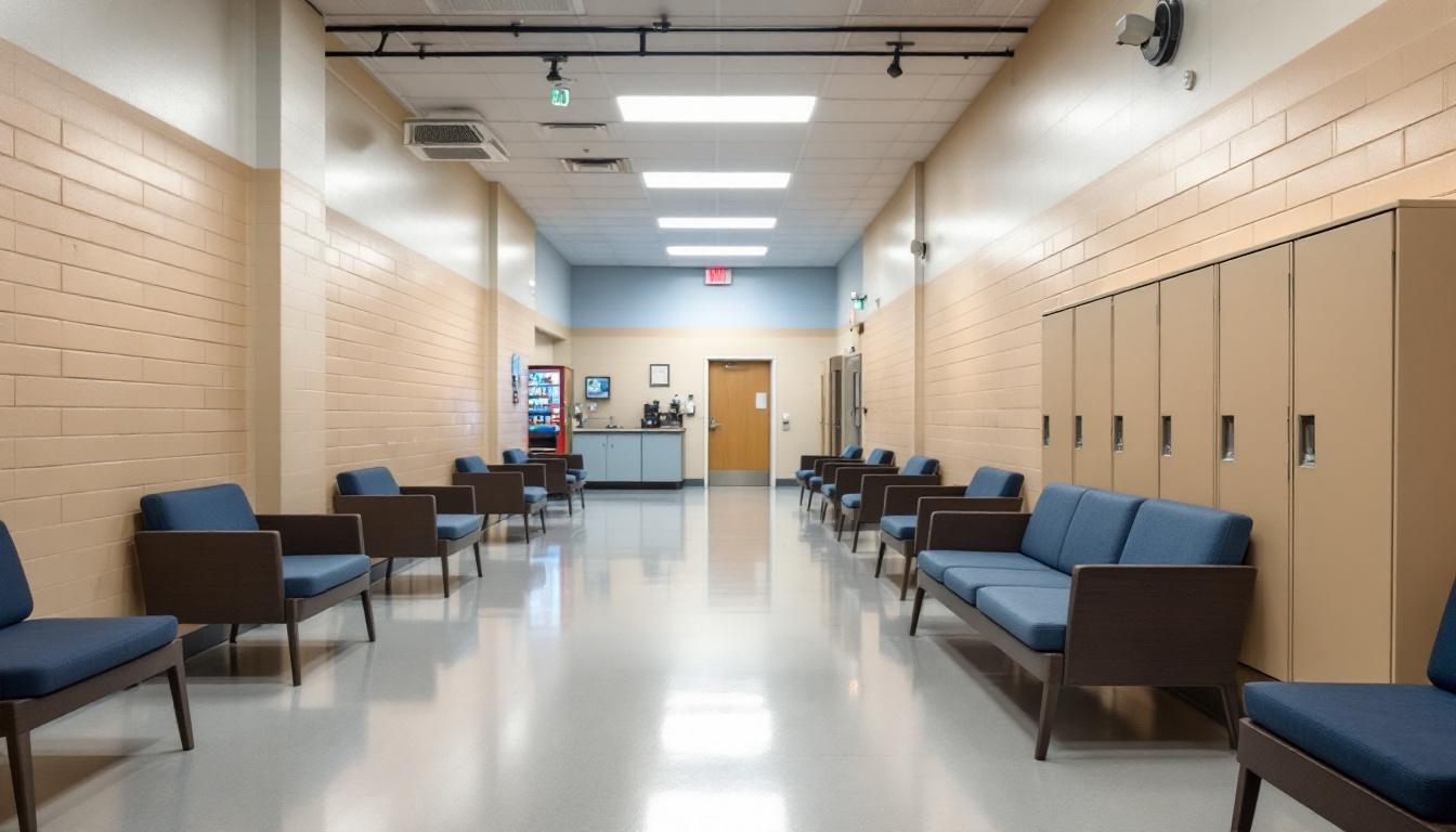 Visitation facilities and waiting area at Attica Correctional Facility