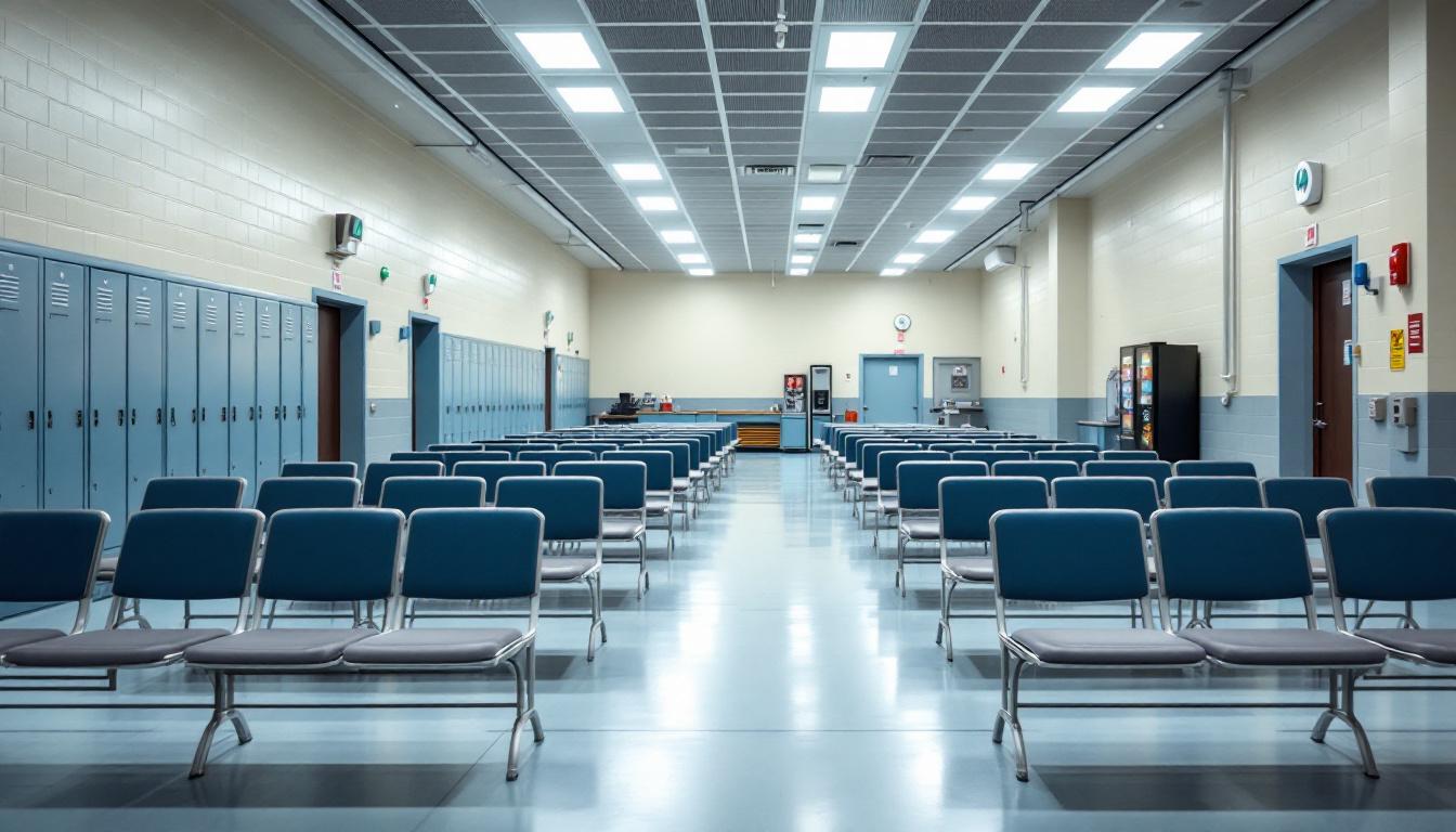 Visitation facilities and waiting area at Alexander Correctional Institution