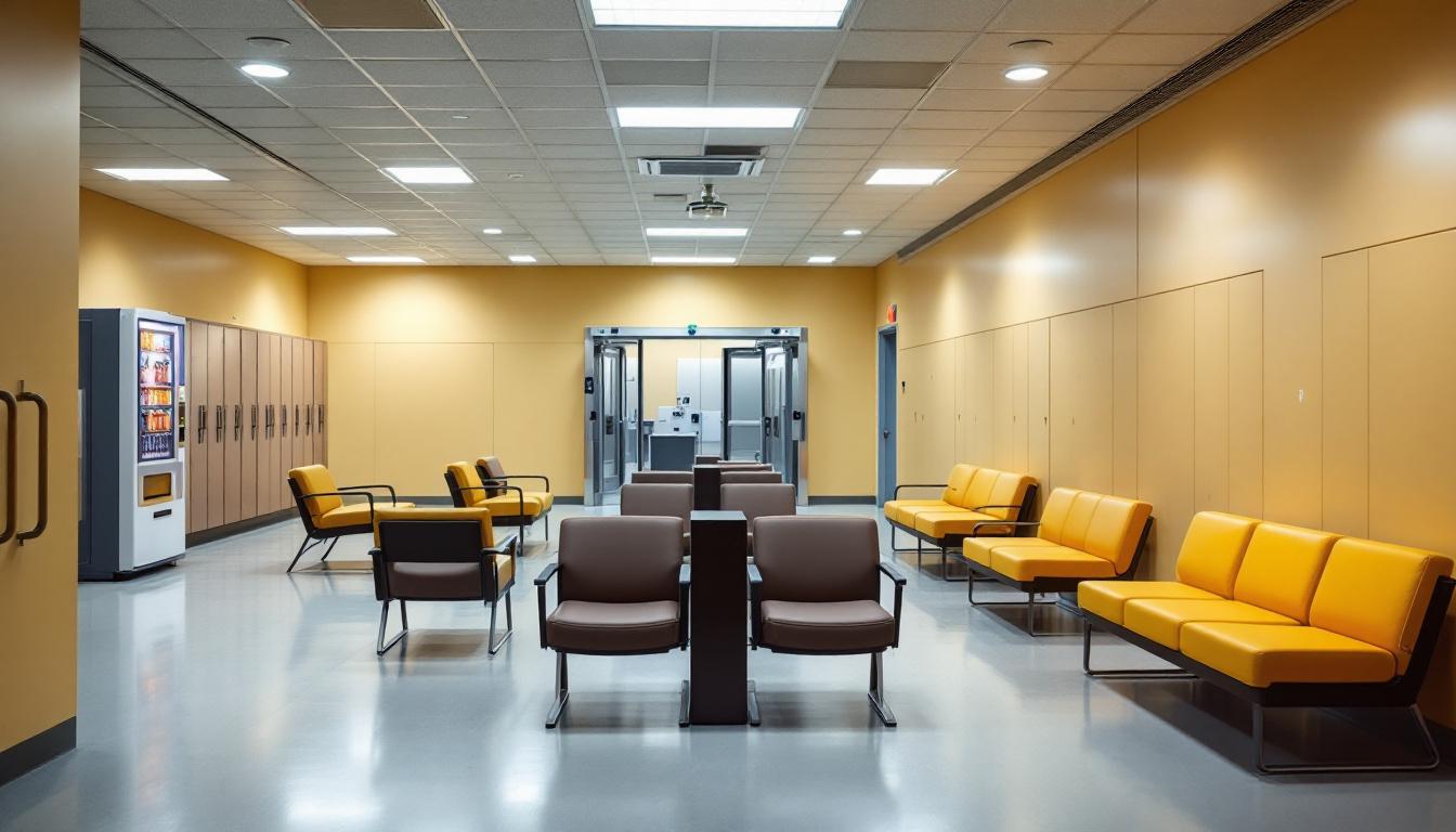 Visitation facilities and waiting area at Alexander Correctional Institution