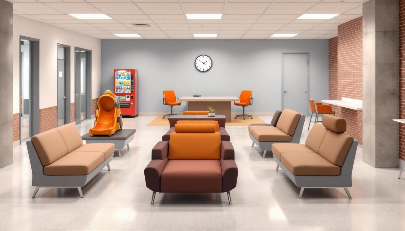 Visitation facilities and waiting area at Forsyth Correctional Center