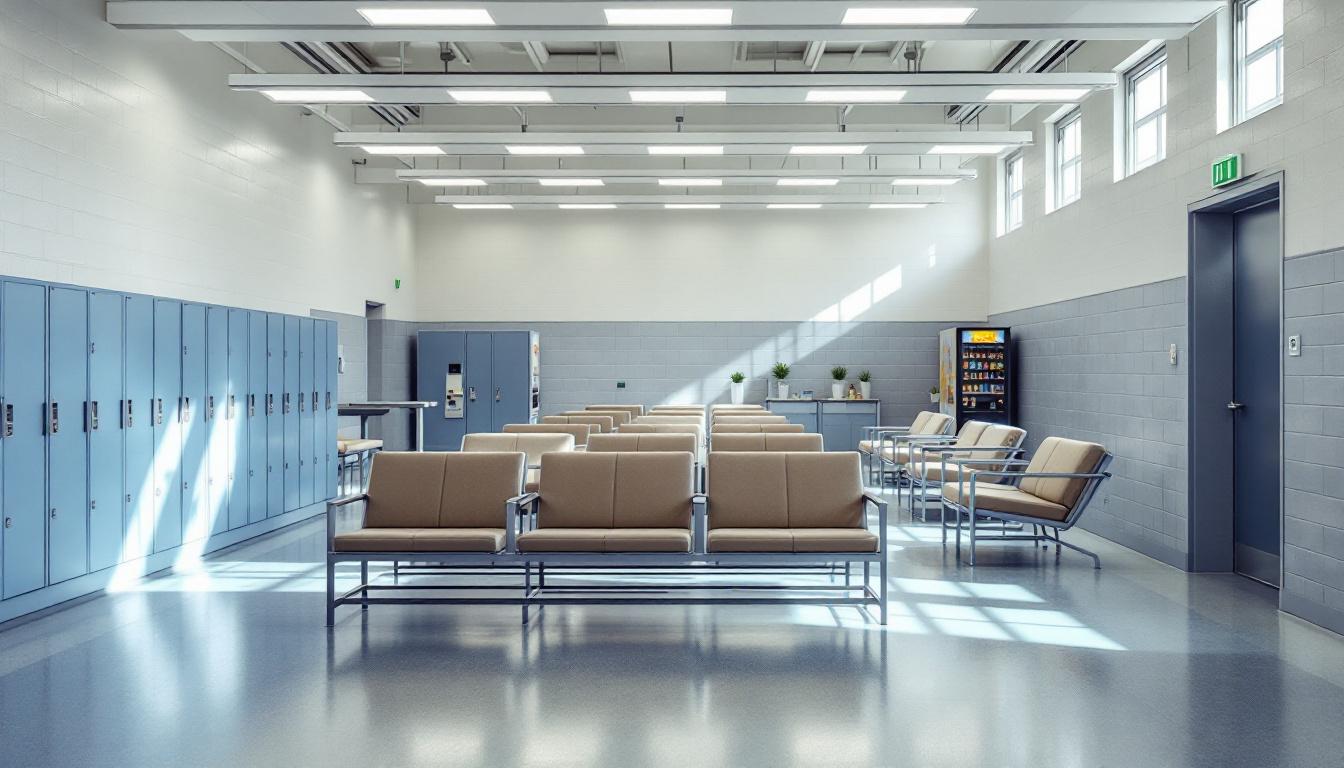 Visitation facilities and waiting area at Corrections Department