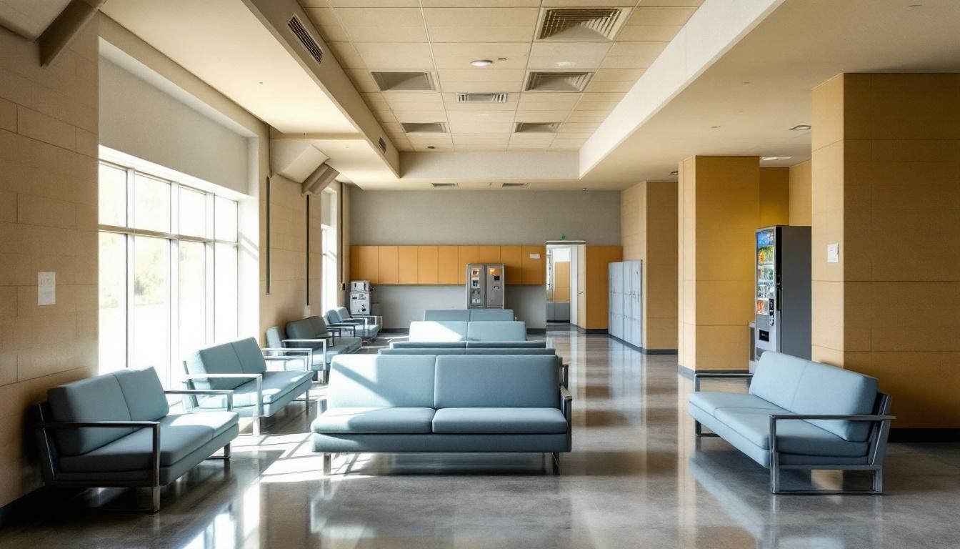 Visitation facilities and waiting area at Caswell Correctional Center