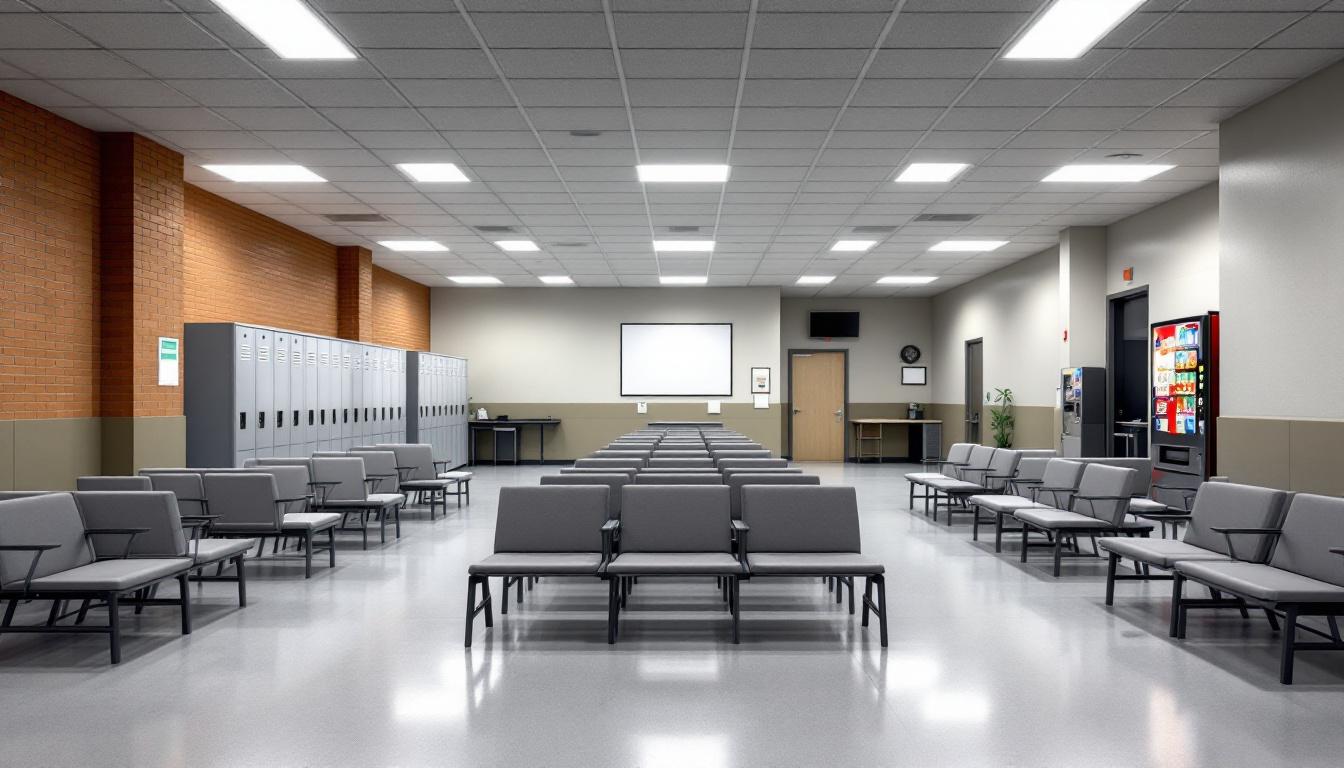 Visitation facilities and waiting area at Johnston Correctional Institution