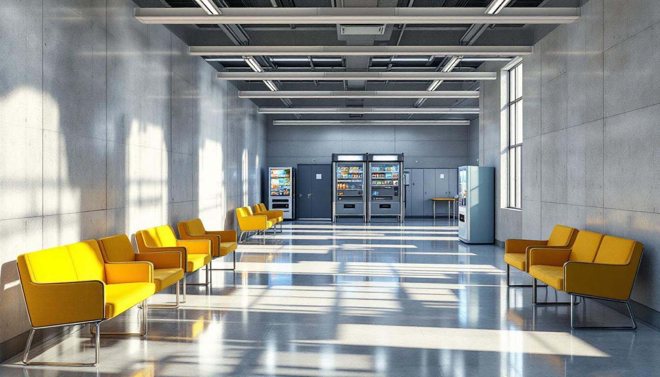Visitation facilities and waiting area at California City Correctional Facility