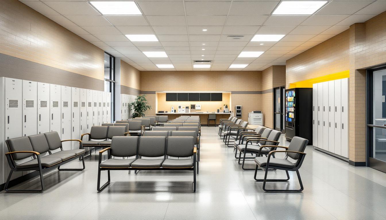 Visitation area at California State Prison, Los Angeles County