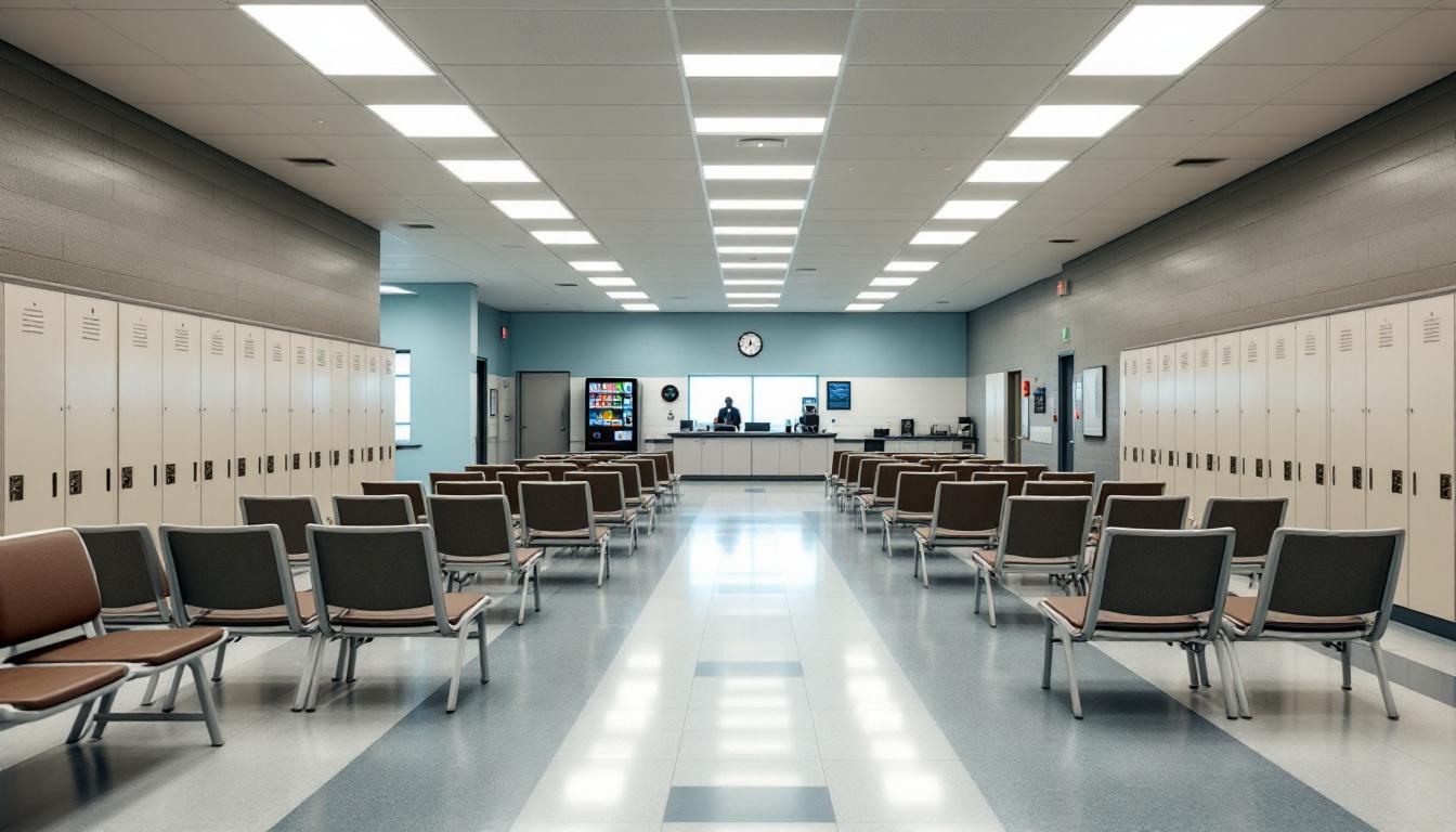 Visitation facilities and waiting area at Otay Mesa Detention Center