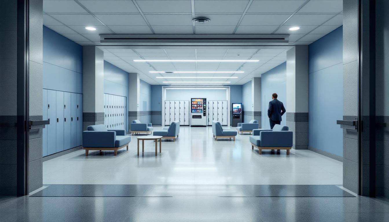 Visitation facilities and waiting area at Avenal State Prison