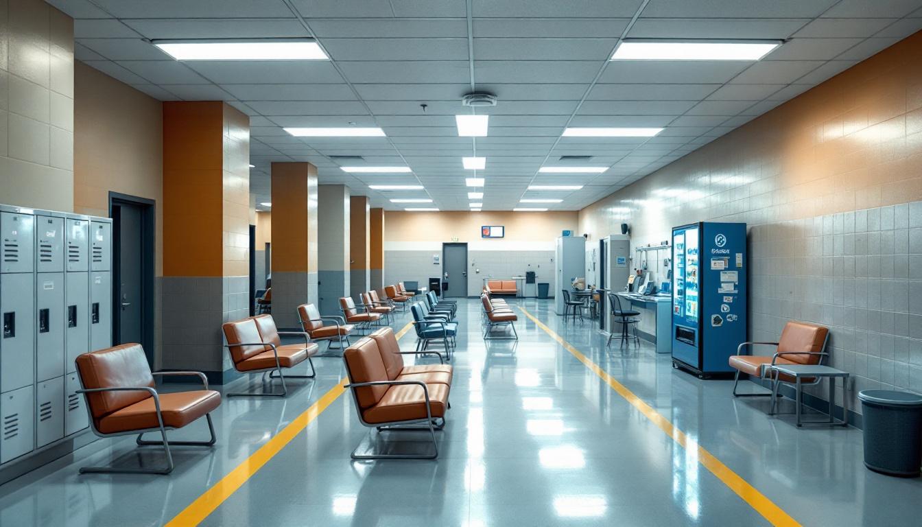 Visitation facilities and waiting area at California State Prison - Corcoran