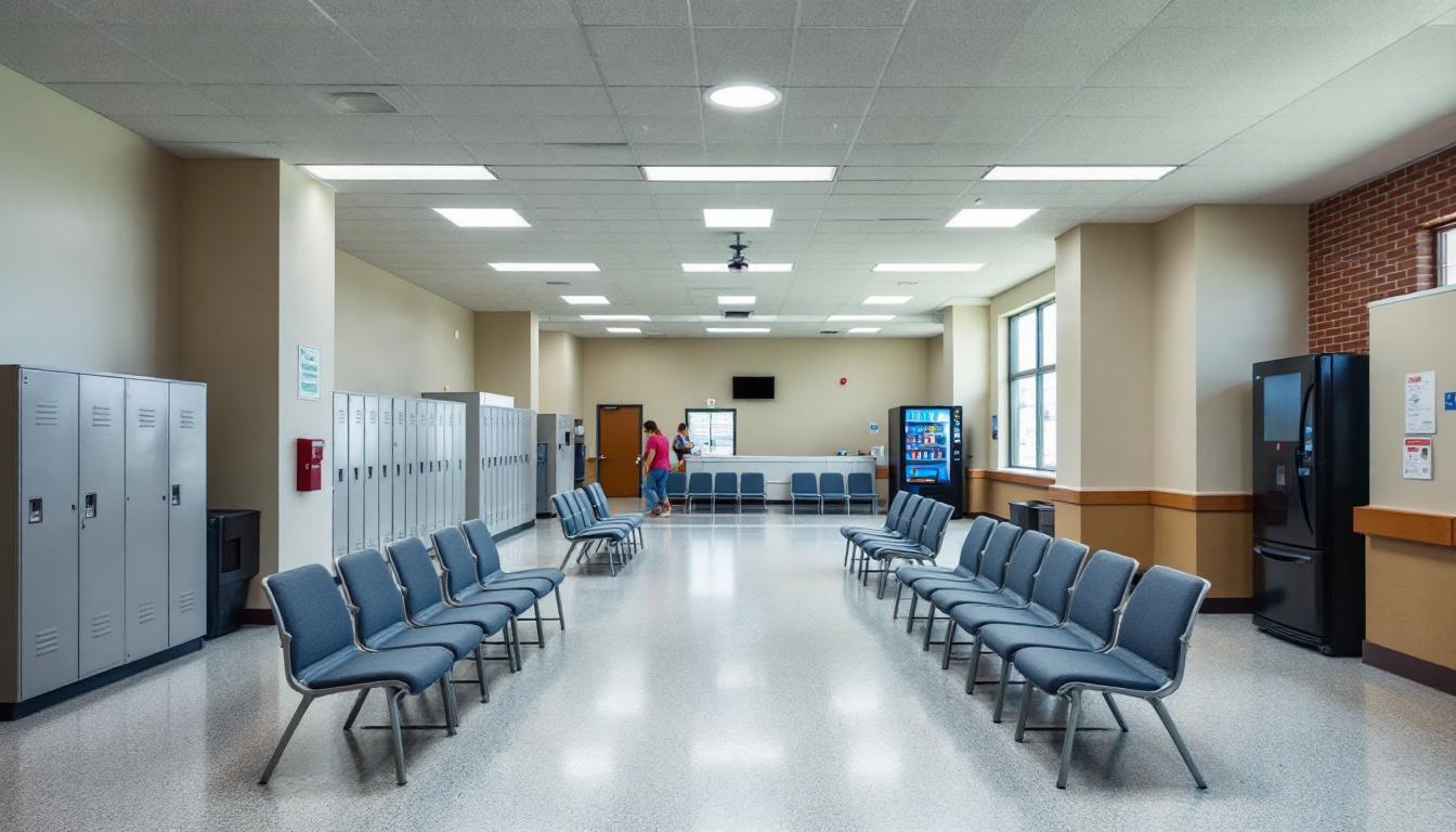 Visitation area at Twin Towers Correctional Facility