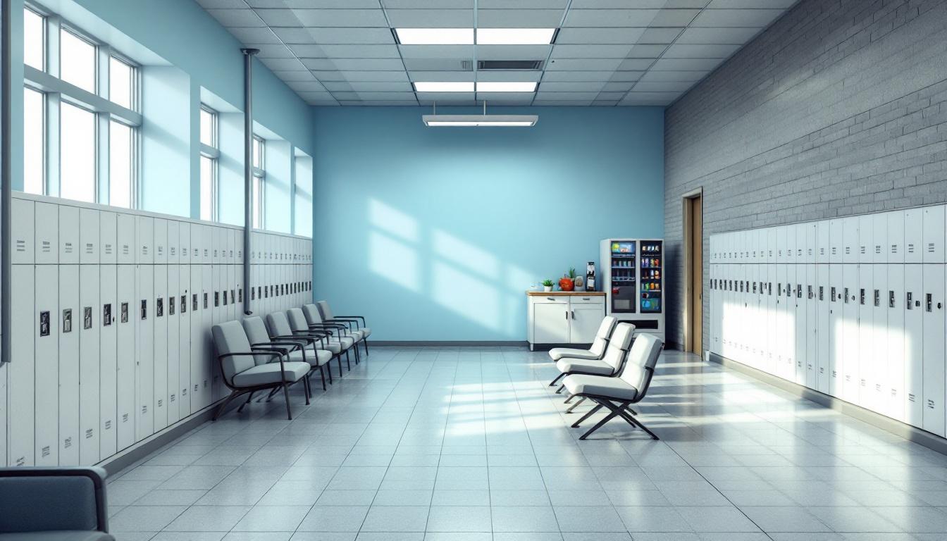 Visitation facilities and waiting area at California State Prison, Los Angeles County
