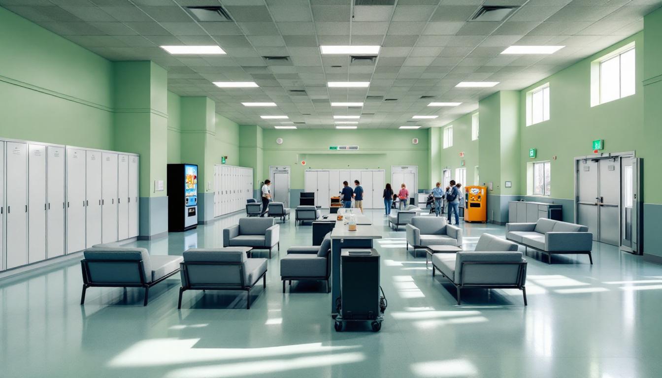 Visitation facilities and waiting area at County of Santa Clara Main Jail