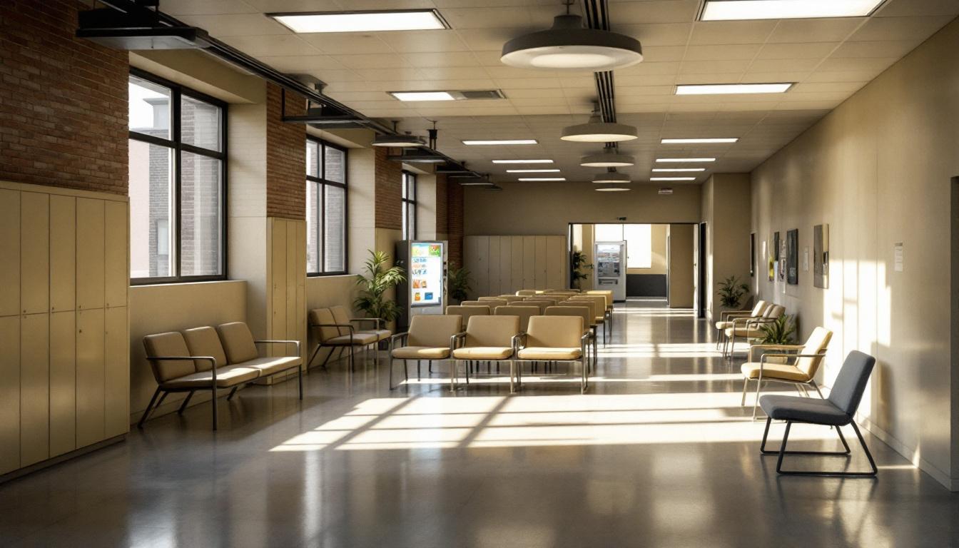 Visitation facilities and waiting area at Folsom State Prison
