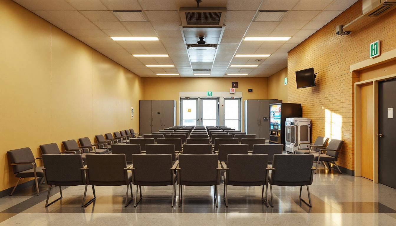 Visitation facilities and waiting area at Alameda County Santa Rita Jail
