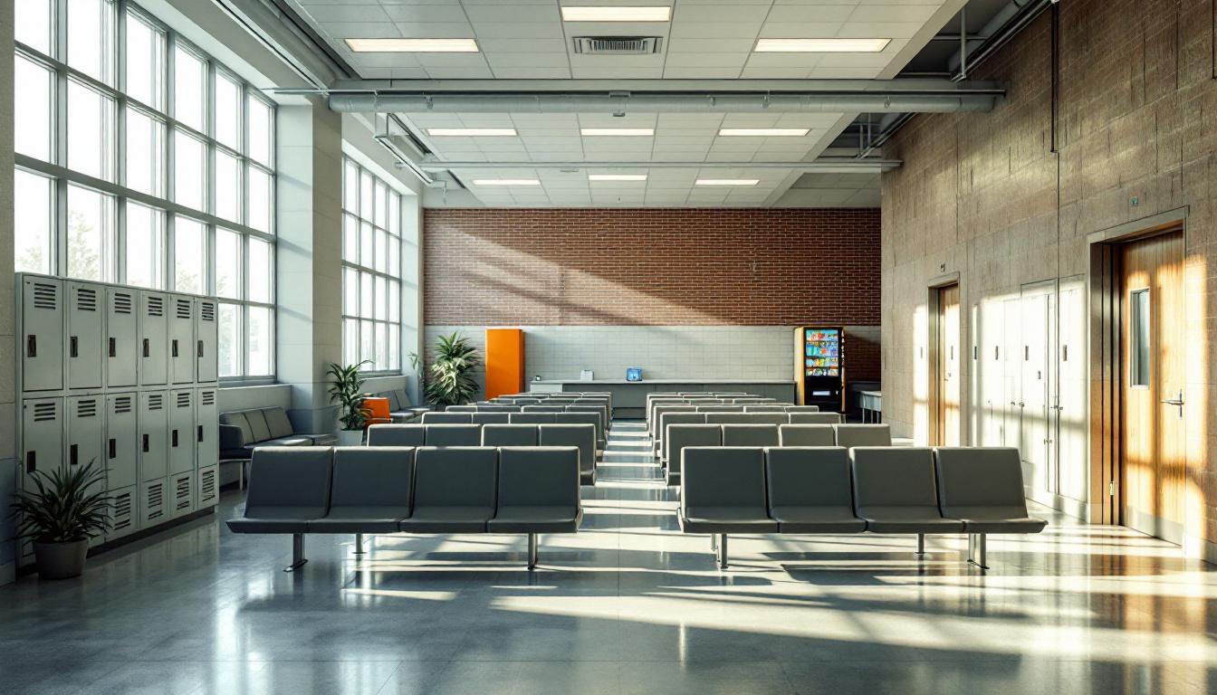 Visitation facilities and waiting area at California State Prison - Corcoran