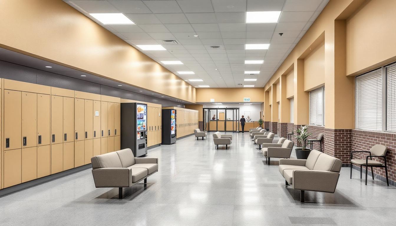 Visitation facilities and waiting area at Ironwood State Prison