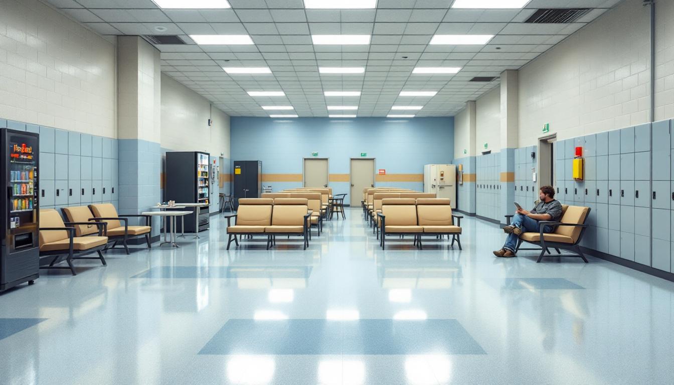 Visitation facilities and waiting area at FCI Mendota