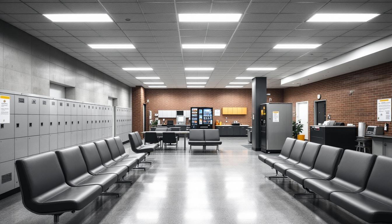 Visitation facilities and waiting area at Twin Towers Correctional Facility