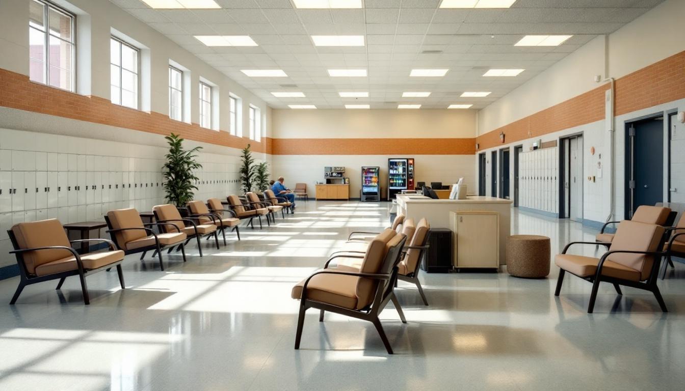 Visitation facilities and waiting area at La Palma Correctional Center