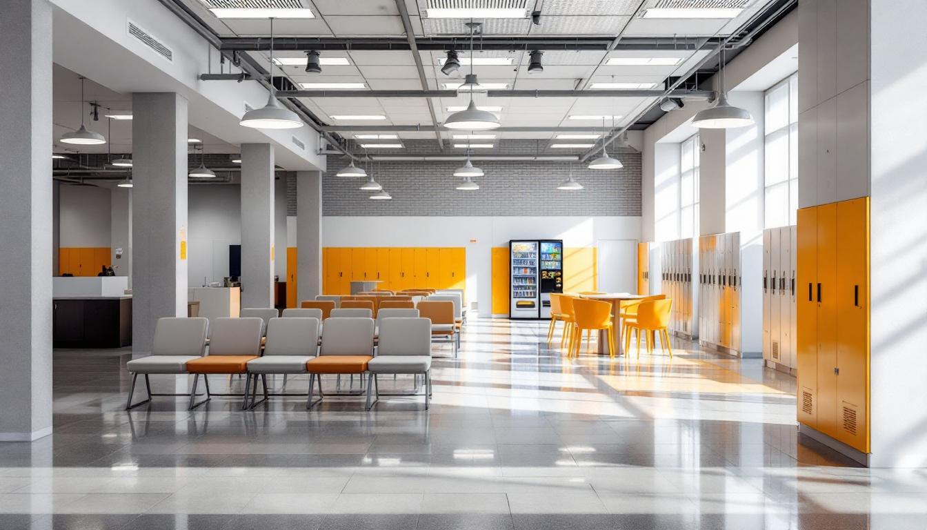 Visitation facilities and waiting area at Pleasant Valley State Prison