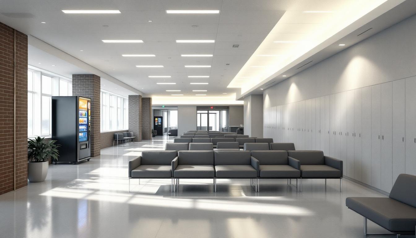 Visitation facilities and waiting area at California State Prison, Los Angeles County