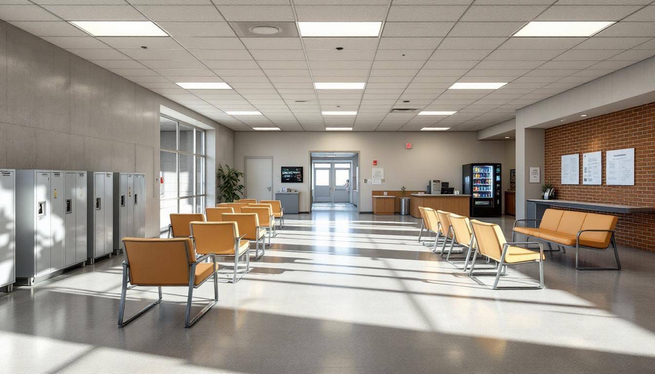 Visitation facilities and waiting area at USP Atwater