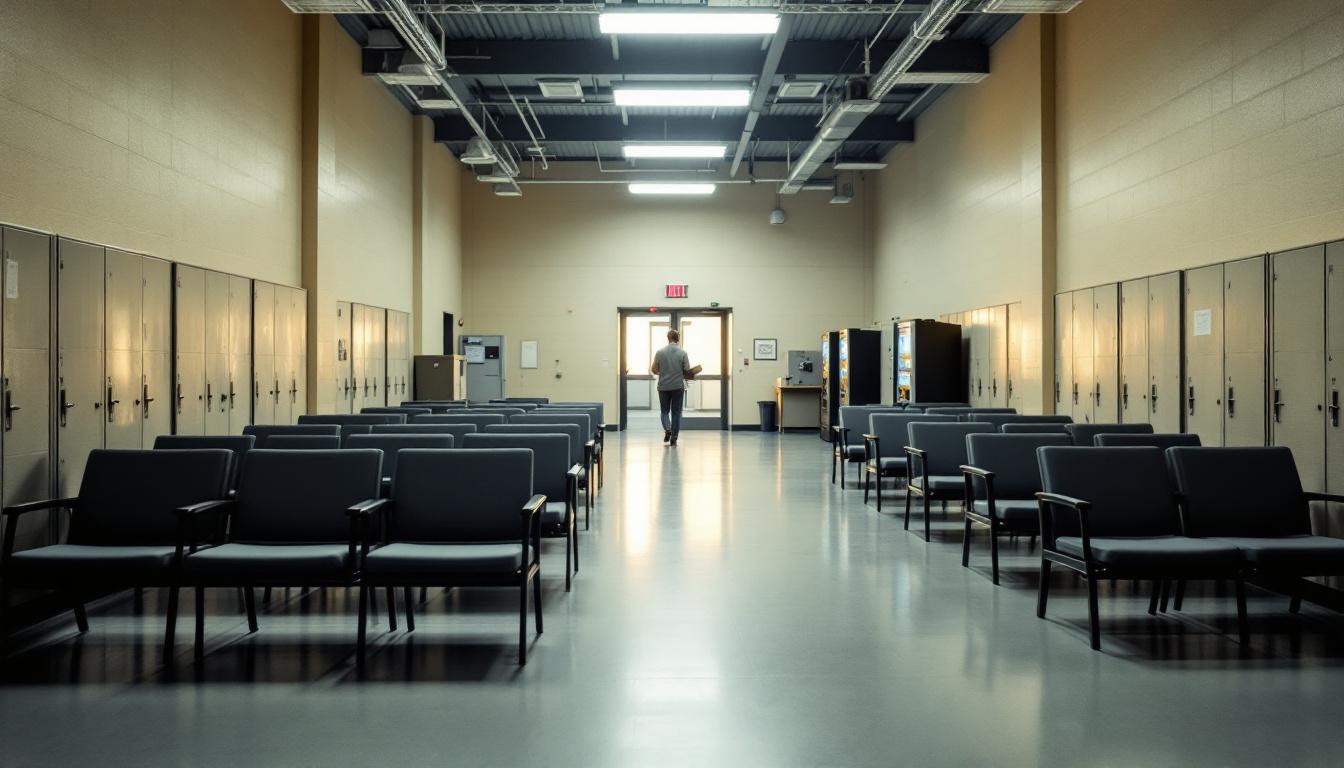 Visitation facilities and waiting area at Ironwood State Prison